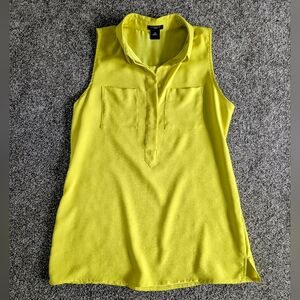 Ann Taylor Sleeveless Blouse XSP Chartreuse